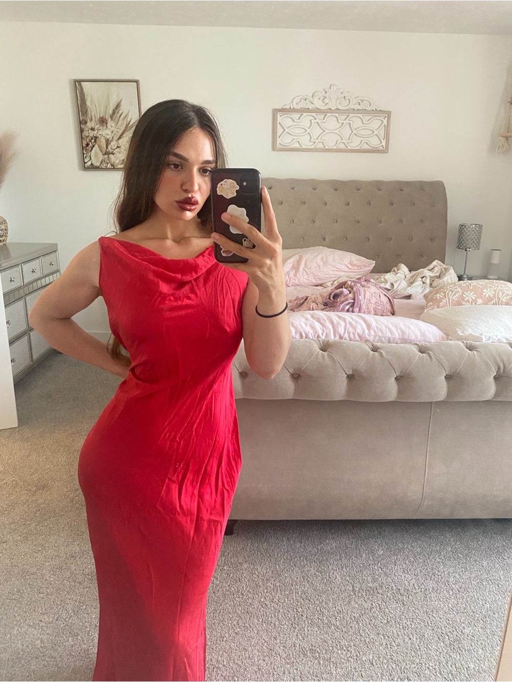 Victoria's Secret Red Cowl-Neck Maxi Dress